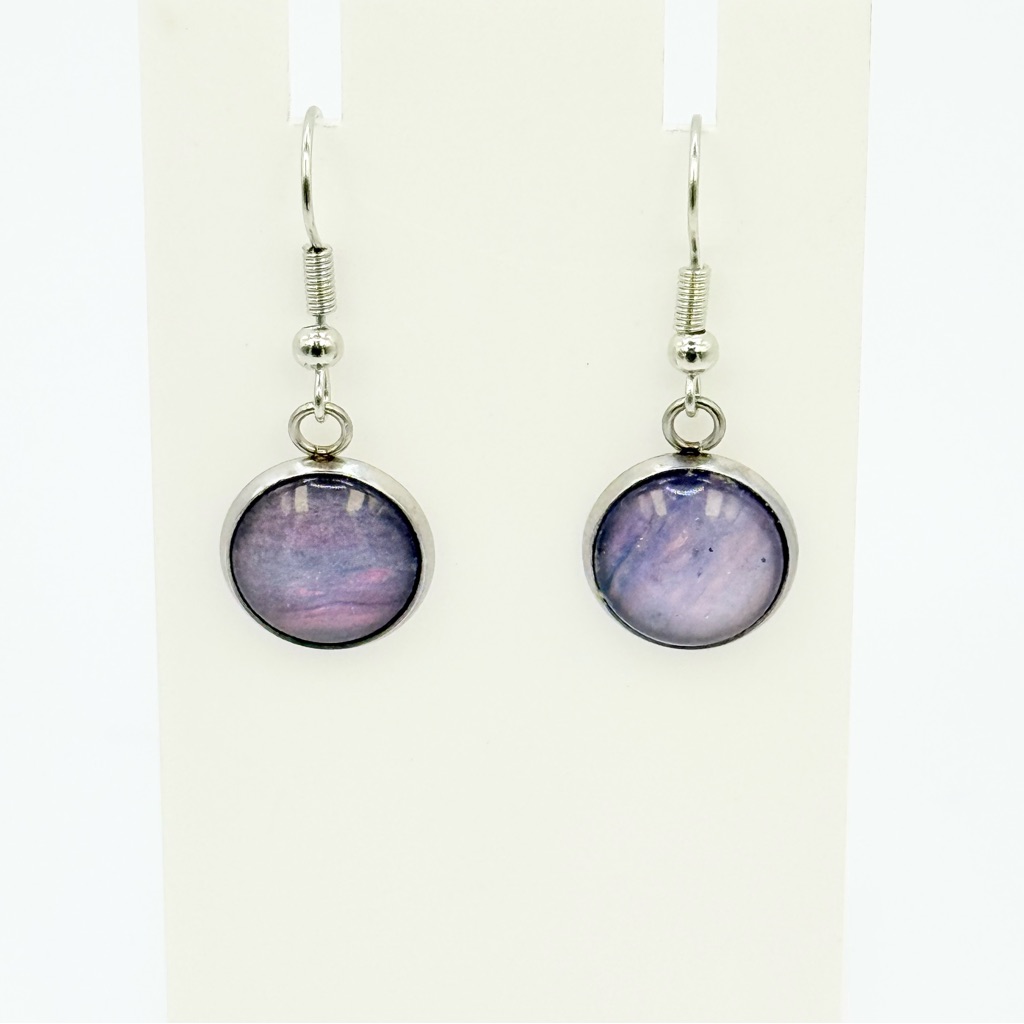 Chic Silver And Purple Dangle Earrings